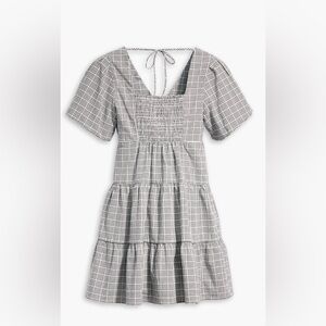 Levi’s Volume Sleeved Tiered Dress; Gingham - Grey; Size L